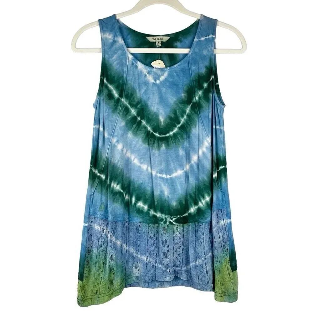 NWT Yak & Yeti Casual Tye Dye Lace Tank Small